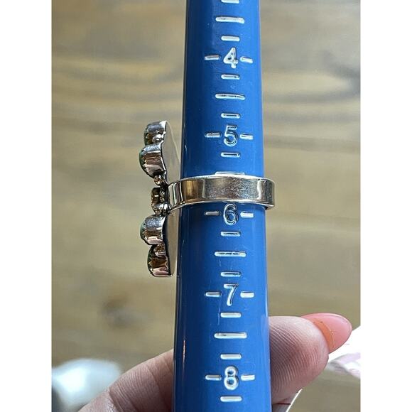 Kingman Turquoise & Moissanite Cluster Sterling Adjustable Ring-Southwest 5.5-7 - Picture 7 of 9